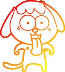 warm gradient line drawing of a cute cartoon dog