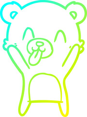 cold gradient line drawing of a rude cartoon bear