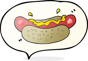 freehand drawn speech bubble cartoon hotdog