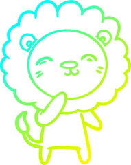 cold gradient line drawing of a cartoon lion