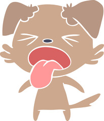 flat color style cartoon disgusted dog
