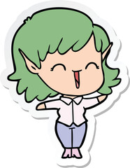 sticker of a cartoon elf girl