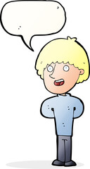 cartoon happy man with speech bubble