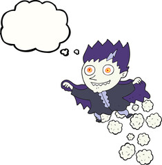 freehand drawn thought bubble cartoon vampire
