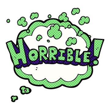 freehand drawn thought bubble cartoon word horrible