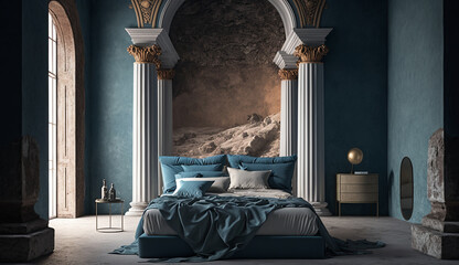 Modern luxury indoor tree bedroom interior design realistic image