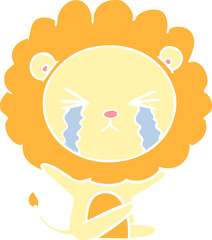 flat color style cartoon crying lion