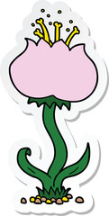 sticker of a cartoon exotic flower