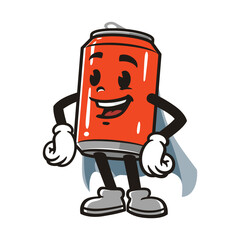 Superhero Soda Can cartoon mascot illustration character vector clip art
