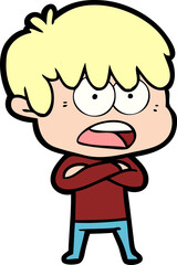 worried cartoon boy