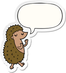 cartoon hedgehog with speech bubble sticker