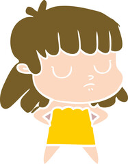 flat color style cartoon indifferent woman