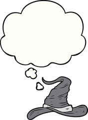 cartoon wizards hat with thought bubble
