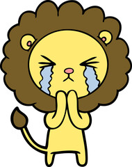 cartoon crying lion praying