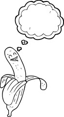 freehand drawn thought bubble cartoon banana