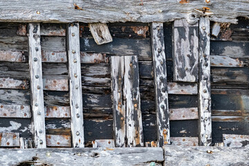 Détail de vieille coque de bateau en bois