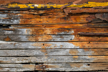 Détail de vieille coque de bateau en bois