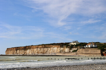 The Coastguard Cottages and Seven Sisters Cliffs, Cuckmere Haven, Seaford, United Kingdom.