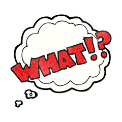 freehand drawn thought bubble textured cartoon shout WHAT!?