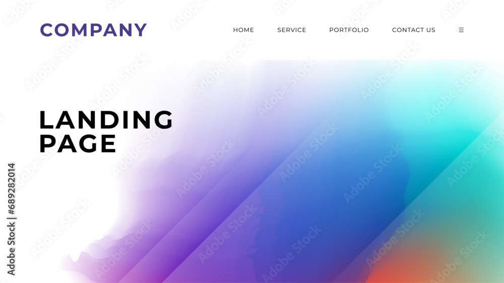 Aufkleber landing page. blurred background with soft color gradients and dynamic lines for website graphic des