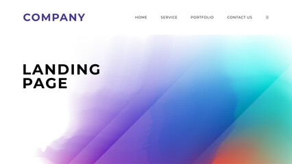 Landing page. Blurred background with soft color gradients and dynamic lines for website graphic design. Vector illustration.