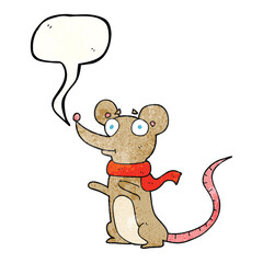 freehand speech bubble textured cartoon mouse