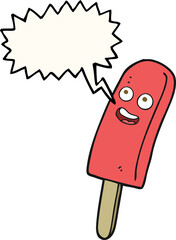 freehand drawn speech bubble cartoon ice lolly