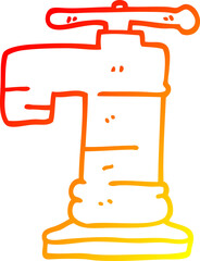 warm gradient line drawing of a cartoon gold plated faucet