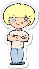 sticker of a cartoon smug looking man