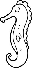 line drawing cartoon sea horse