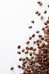 Coffee beans on a white background.Minimalistic concept.