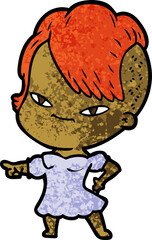 cute cartoon girl with hipster haircut