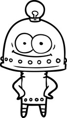 happy carton robot with light bulb