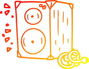 warm gradient line drawing of a cartoon amplifier