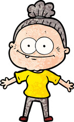 cartoon happy old woman