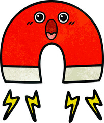 retro grunge texture cartoon of a magnet