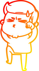 Obraz premium warm gradient line drawing of a cartoon man sweating