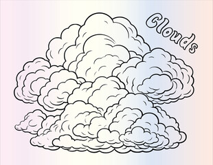 Clouds Coloring Page Drawing For Kids