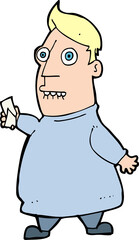 cartoon nervous man with tickets