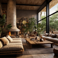 lets design a very large living room in modern mexican style