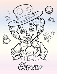 Circus Clown Coloring Page Drawing For Kids