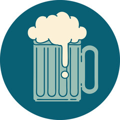 iconic tattoo style image of a beer tankard