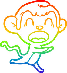 rainbow gradient line drawing of a shouting cartoon monkey