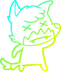 cold gradient line drawing of a cartoon dead fox