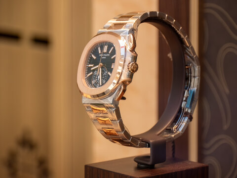 Exquisite Patek Philippe Luxury Watch on Display in a Prestigious Boutique