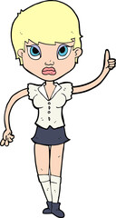 cartoon pretty woman with idea