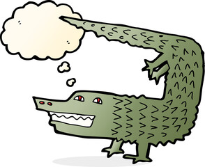 cartoon crocodile with thought bubble