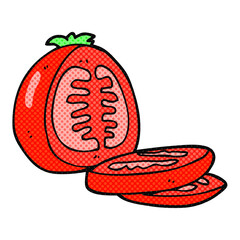 freehand drawn cartoon sliced tomato