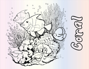 Coral Reef Coloring Page Drawing For Kids