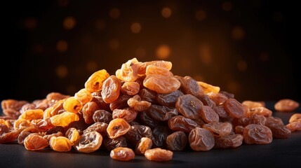 Obraz premium Background of dried raisins, a nutritious and delicious option for vegetarian sweets in diet food.